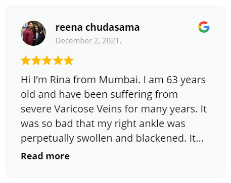 The Vein Center Google Review Reena Chudasama