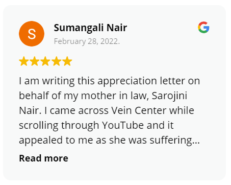 The Vein Center Google Review Sumangali Nair